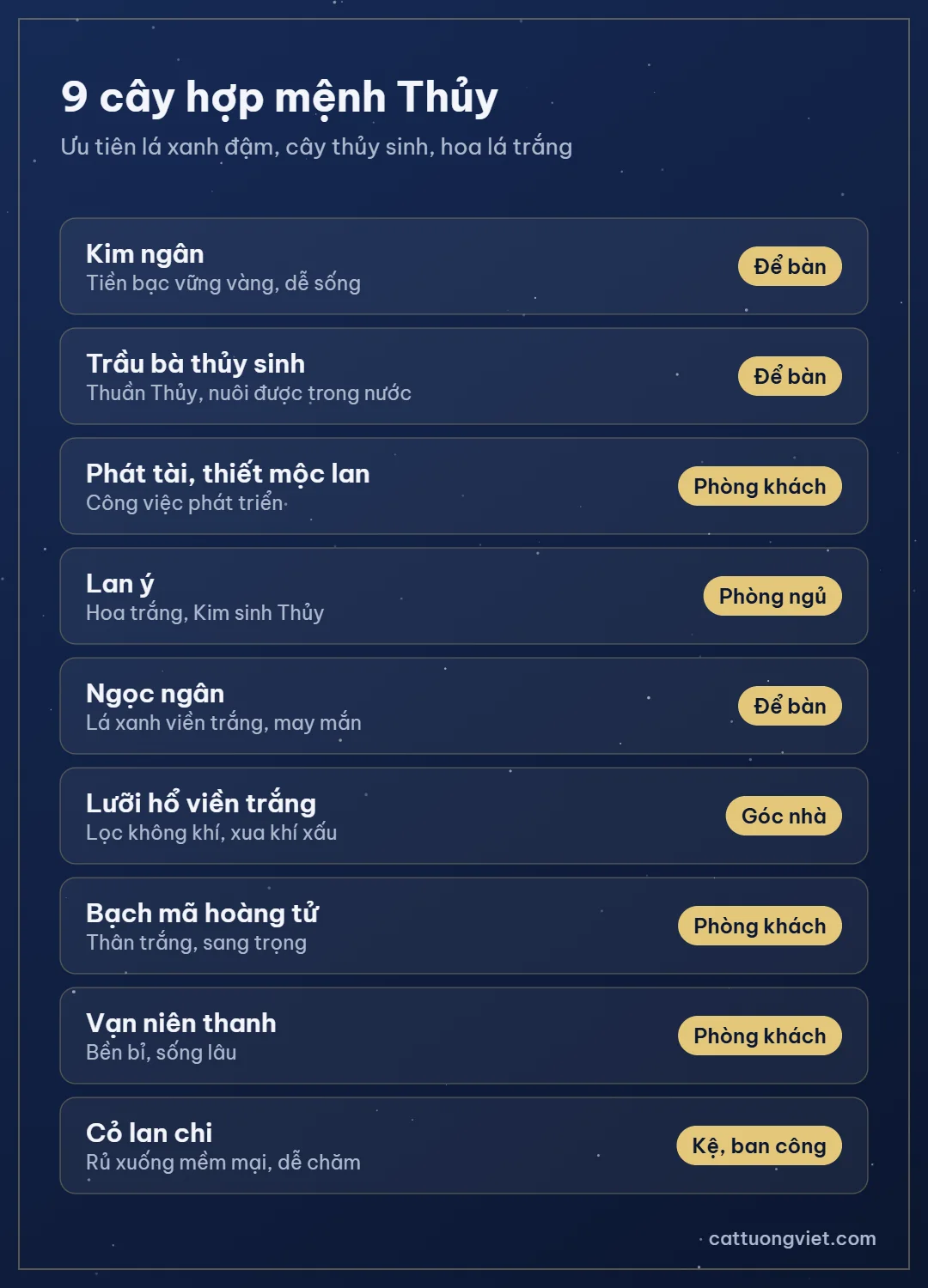 9 loại cây phong thủy hợp người mệnh Thủy