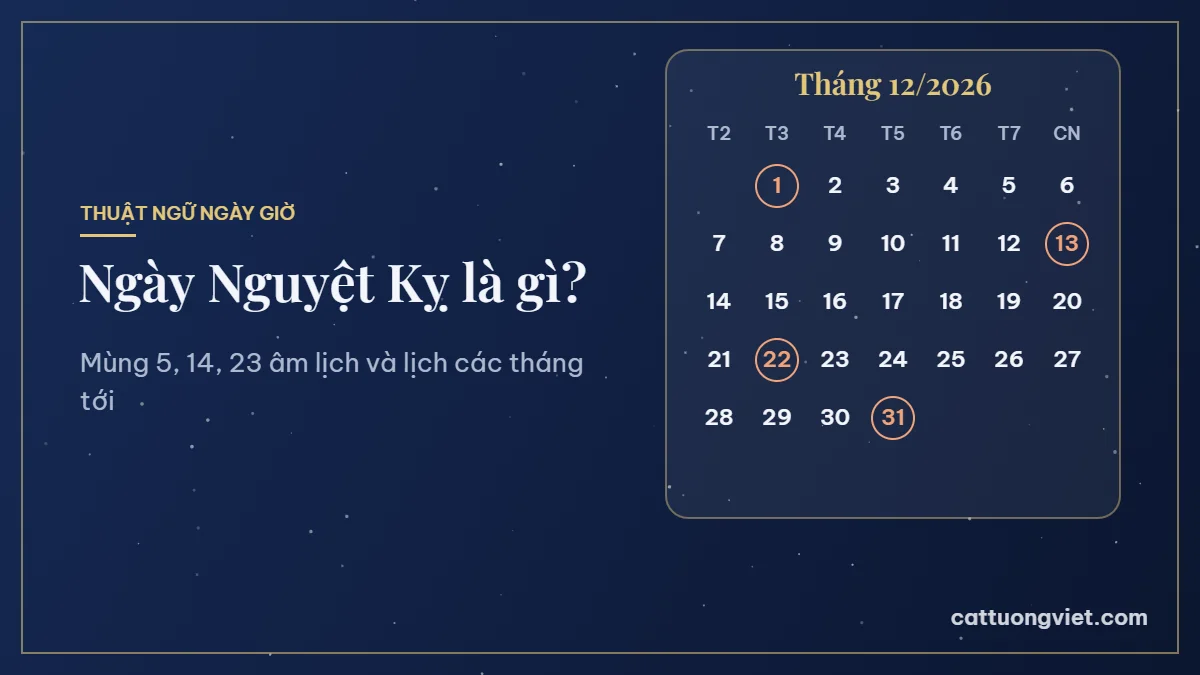 Ngày Nguyệt Kỵ là gì, lịch tháng 12/2026 đánh dấu các ngày Nguyệt Kỵ