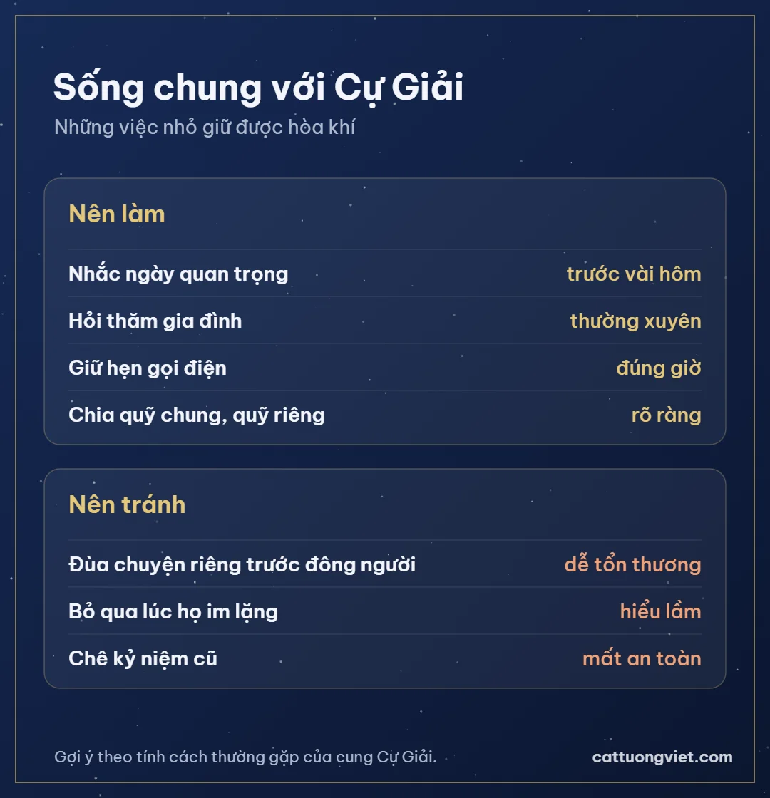 Lưu ý khi sống chung với người cung Cự Giải